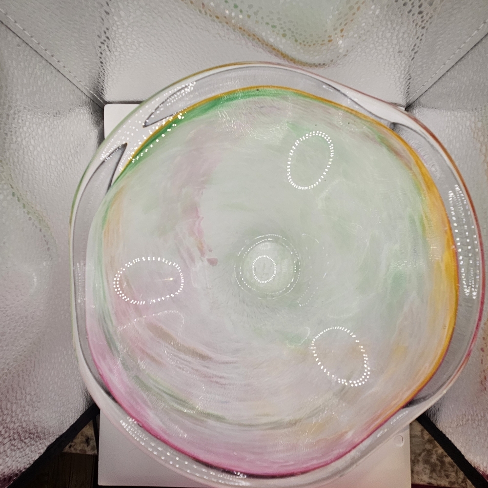 Murano Abstract Multicolor Pastel Glass Art Bowl